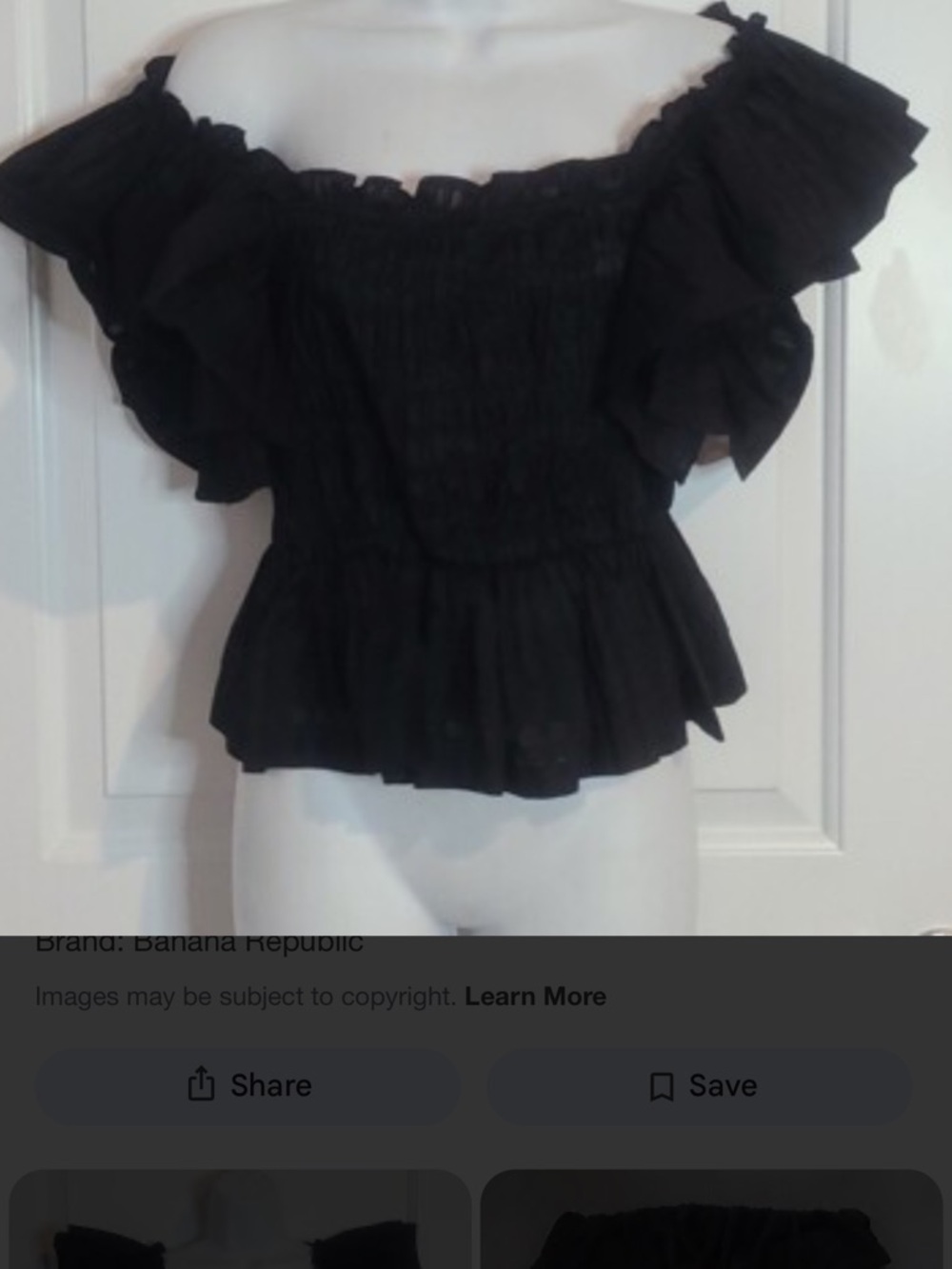 Banana Republic Black Off-Shoulder Ruffle Peplum Blouse